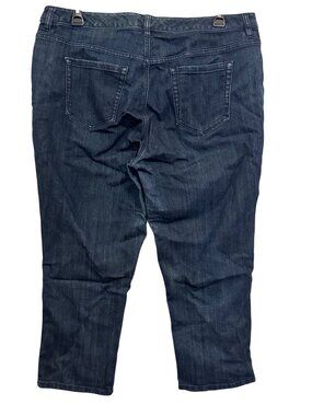 Jones New York Womens City Cuffed Capri Jeans Size 18W Dark Wash Stretch Denim